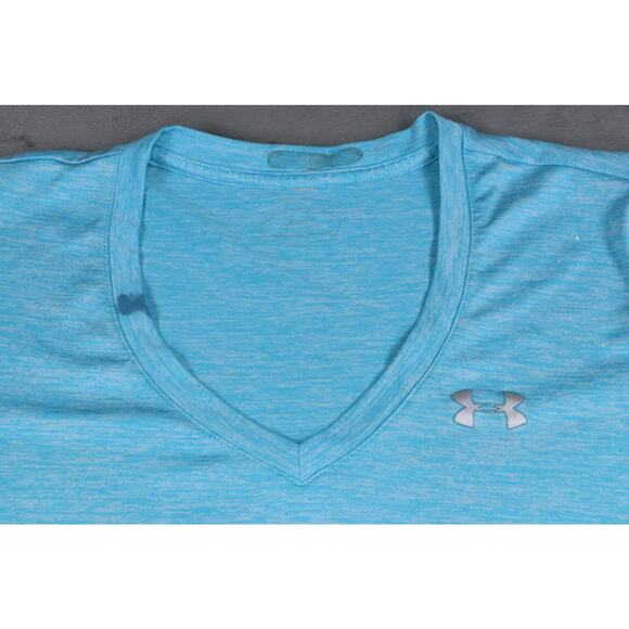Under Armour Women’s Blue V-Neck Short Sleeve Athletic Shirt Size Small - Picture 6 of 12